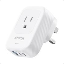 Adaptador de plugue Anker USA para UK International 15W com 2 AC 2 USB-C Adaptador de plugue Anker USA para UK International 15W com 2 AC 2 USB-C