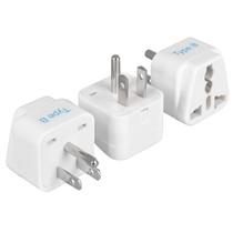 Adaptador de plugue Ceptics Europe para EUA, tipo B, EUA, branco, pacote com 3 unidades