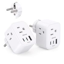 Adaptador de plugue de viagem BESHON Alemanha França Tipo E/F, pacote com 2 Adaptador de plugue de viagem BESHON Alemanha França Tipo E/F, pacote com 2