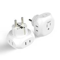 Adaptador de plugue de viagem Ceptics European Schuko tipo E/F, pacote com 2 Adaptador de plugue de viagem Ceptics European Schuko tipo E/F, pacote com 2