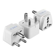 Adaptador de plugue de viagem Ceptics India Type D para Paquistão, pacote com 3 unidades