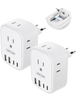 Adaptador de plugue de viagem LENCENT US para a Europa Tipo C 4 tomadas 4 USB