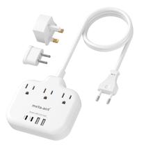 Adaptador de plugue de viagem meta-ant dos EUA para a Europa com 3 tomadas e 4 USB