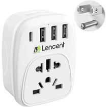 Adaptador de plugue LENCENT World para os EUA com 3 carregadores USB e 1 PD tipo C Adaptador de plugue LENCENT World para os EUA com 3 carregadores USB e 1 PD tipo C
