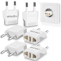 Adaptador de plugue OFOAEEA dos EUA para a Europa, tipo C/F, pacote com 6, 6A, 125-250V Adaptador de plugue OFOAEEA dos EUA para a Europa, tipo C/F, pacote com 6, 6A, 125-250V