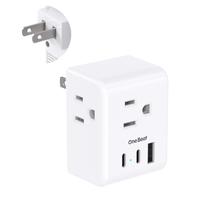 Adaptador de plugue One Beat Japan Power Travel com 3 tomadas, 3 USB