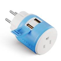 Adaptador de plugue OREI 3 em 1 tipo H com USB duplo para Israel