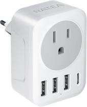 Adaptador de plugue RATEA International Power com 3 USB tipo A/C