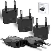 Adaptador de plugue Romeda, pacote com 6 unidades, europeu para americano, tipo C, preto