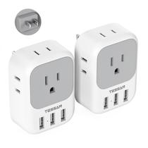 Adaptador de Plugue TESSAN EUA para Japão - 2 Tomadas AC + 3 USB