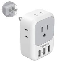 Adaptador de Plugue TESSAN EUA para Japão - 4 Tomadas AC + 3 USB