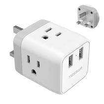 Adaptador de Plugue TESSAN EUA para Reino Unido (Tipo G) - 3 Tomadas e 2 Portas USB