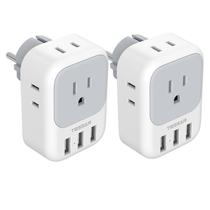 Adaptador de plugue TESSAN Tipo E F Alemanha França com 4 AC 3 USB