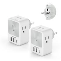 Adaptador de plugue TESSAN Tipo E F Alemanha França com 4 tomadas 3 USB