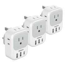 Adaptador de plugue TESSAN tipo G dos EUA para o Reino Unido, pacote com 3 saídas, 3 portas USB
