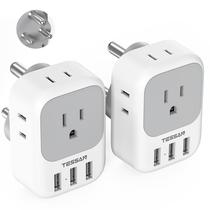 Adaptador de plugue TESSAN tipo M África do Sul com 4 tomadas AC, 3 USB