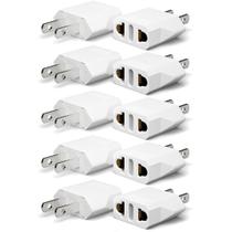 Adaptador de plugue Unidapt UE Europe para EUA Tipo A, pacote com 10 unidades, branco
