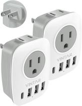 Adaptador de plugue VINTAR US para o Japão com 2 tomadas AC, 3 USB 1 USB C