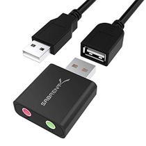 Adaptador de som estéreo externo de alumínio Sabrent para Windows e Mac. Plug and Play No Drivers Needed Black (AU-EMCB)