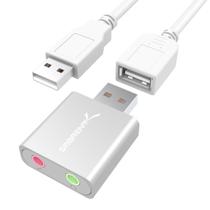 Adaptador de som estéreo externo USB SABRENT AU-EMAC Silver Adaptador de som estéreo externo USB SABRENT AU-EMAC Silver