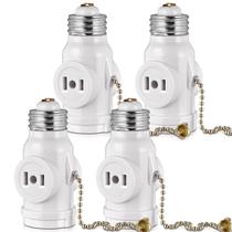 Adaptador de soquete de luz EMNOOTI E26 para 2 tomadas com corrente de tração