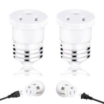 Adaptador de soquete de luz para plugue, pacote com 2 unidades Erqiluji (branco)