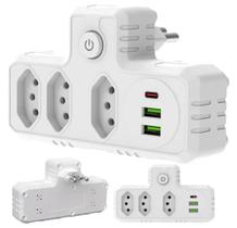 Adaptador De Tomada 10a 3 Tomadas 2 Usb-a 1 Porta Usb Type-c Qualidade Premium - Envio Rápido