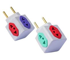 Adaptador De Tomada Benjamim Cubo Colorido 3D com 4 Entradas 10A 20A