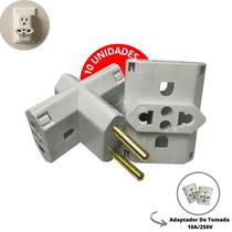 Adaptador De Tomada Benjamim T Resistente 10A 250V Pacote Kit 10 Unidades Adaptador De Tomada Benjamim T Resistente 10A 250V Pacote Kit 10 Unidades