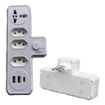 Adaptador De Tomada Benjamin 7 Em 1 Com Usb / Usb-c B-MAX-8704A