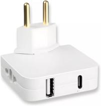 Adaptador De Tomada Benjamin Articuladado 1 USB e 1 USB-C