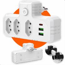 Adaptador de Tomada Benjamin T Usb Tipo C Universal 127/220v Filtro Linha Horizontal -