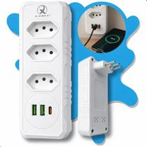 Adaptador de Tomada Benjamin T Usb Tipo C Universal 127/220v Filtro Linha Vertical -