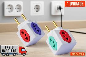 Adaptador de Tomada Cubo Colorido com 4 Entradas Bivolt Universal 110v 220v Adaptador de Tomada Cubo Colorido com 4 Entradas Bivolt Universal 110v 220v