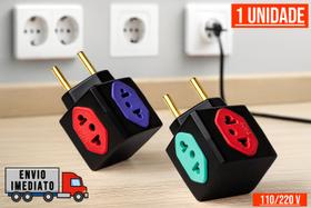 Adaptador de Tomada Cubo Preto Com 4 Entradas Bivolt Universal 110v 220v