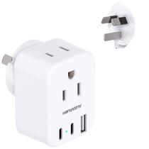 Adaptador de tomada de alimentação HANYCONY tipo I 2 tomadas 3 portas USB