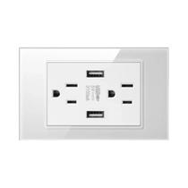Adaptador De Tomada De Parede Dual USB Para Casa Inteligente 3.1A Carregamento Rápido Tipo-C Série