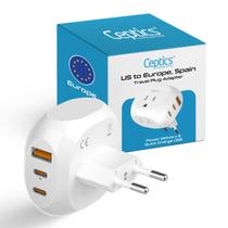 Adaptador de tomada de viagem Ceptics 5 Input 20W PD-QC 3.1A USB-C branco