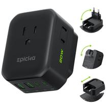 Adaptador de tomada de viagem EPICKA Hybrid European Type C 8 em 1