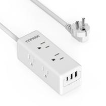 Adaptador de tomada de viagem europeu Power Strip TOPREK com USB C