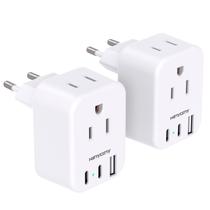 Adaptador de tomada de viagem HANYCONY (europeu tipo C, 2 tomadas, 2 USB) Adaptador de tomada de viagem HANYCONY (europeu tipo C, 2 tomadas, 2 USB)
