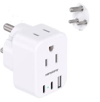 Adaptador de tomada de viagem HANYCONY tipo M com 2 portas AC 3 USB Adaptador de tomada de viagem HANYCONY tipo M com 2 portas AC 3 USB