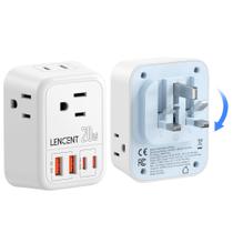 Adaptador de tomada de viagem LENCENT dobrável dos EUA para o Reino Unido tipo G 20W PD