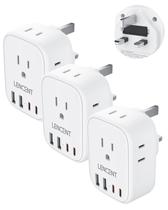 Adaptador de tomada de viagem LENCENT (EUA) para o Reino Unido, tipo G, com 4 tomadas, 4 USB