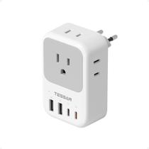 Adaptador de tomada de viagem TESSAN International com 4 tomadas e 4 USB Adaptador de tomada de viagem TESSAN International com 4 tomadas e 4 USB