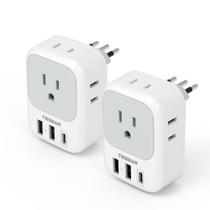 Adaptador de Tomada de Viagem TESSAN Itália - Tipo L com 4 Tomadas e 3 USB