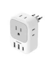 Adaptador de tomada de viagem Tessan Type L Itália com 4 tomadas, 3 USB