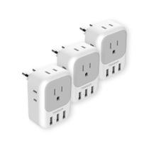 Adaptador de tomada de viagem TESSAN US para a Europa com 4 tomadas AC, 3 USB Adaptador de tomada de viagem TESSAN US para a Europa com 4 tomadas AC, 3 USB