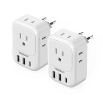 Adaptador de tomada de viagem TESSAN USA para a Europa com 4 tomadas, 3 USB