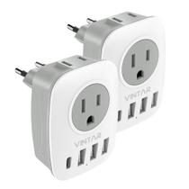 Adaptador de tomada de viagem VINTAR 6 em 1 com 2 tomadas americanas e USB Adaptador de tomada de viagem VINTAR 6 em 1 com 2 tomadas americanas e USB